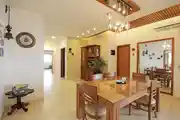 Open-Concept Dining Room Design With Chandelier Light