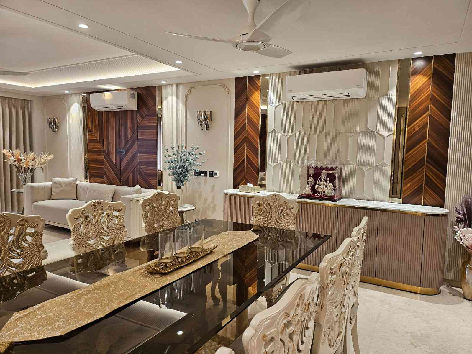 Opulent Dining and Living Space with Elegant Accents