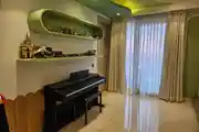Modern Kids' Room with Digital Piano and Creative Display Shelves