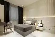 Modern Master Bedroom Design With Off-White Accent Wall