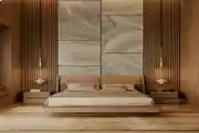  Luxurious Modern Bedroom Featuring Warm Wood Tones