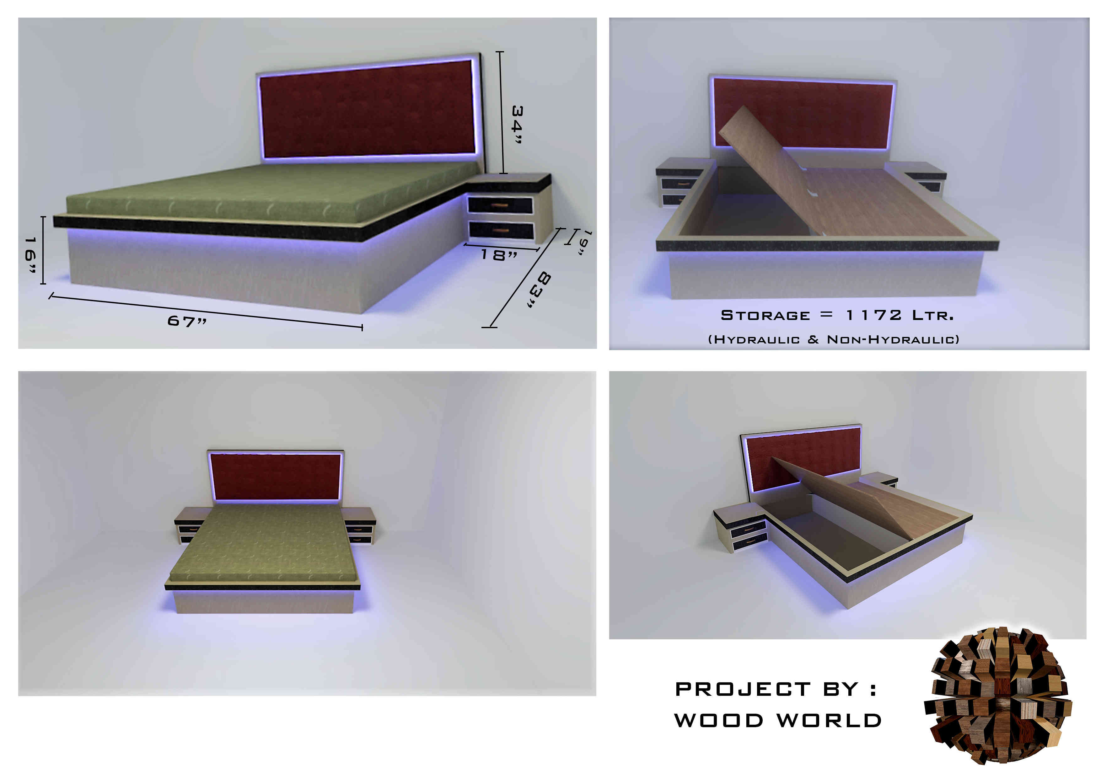 Contemporary Design of Bed. Ornamented by LEDs