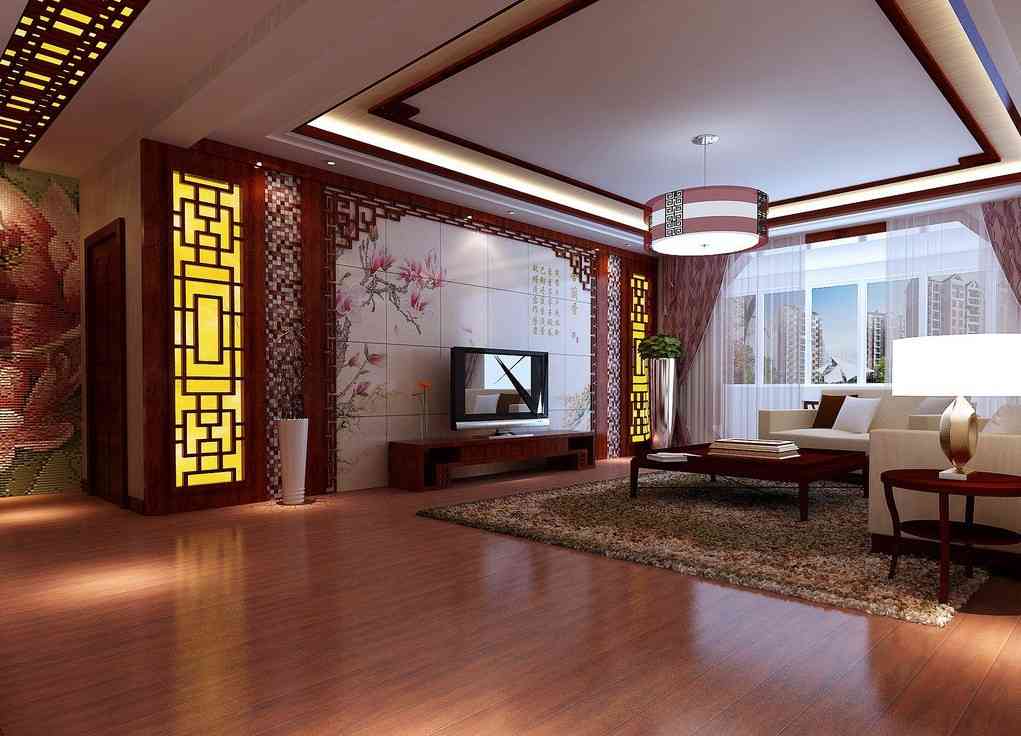 Contemporary Living Room Design With Floral Patterned Wallpaper