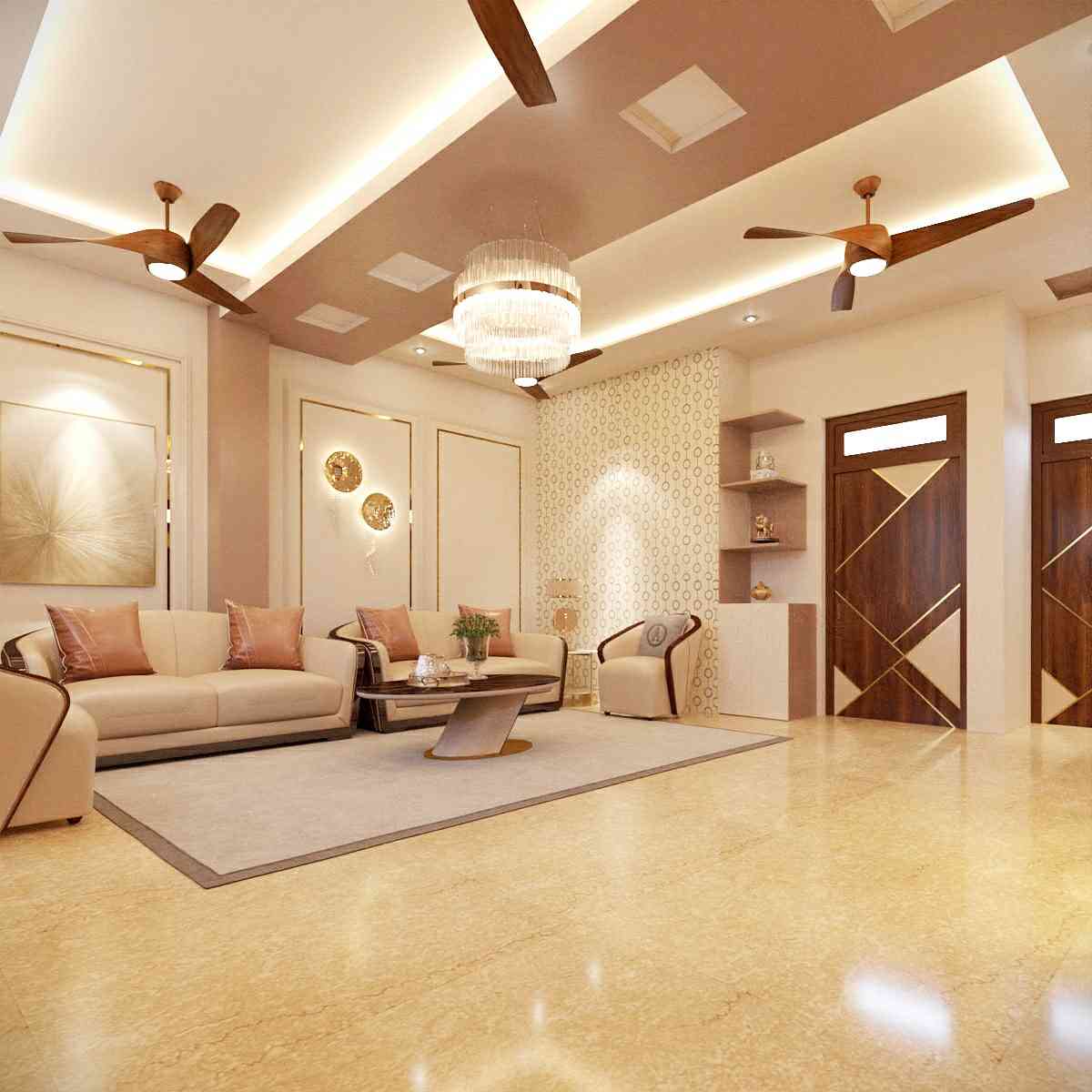 Contemporary Living Area Design With Wooden Furniture