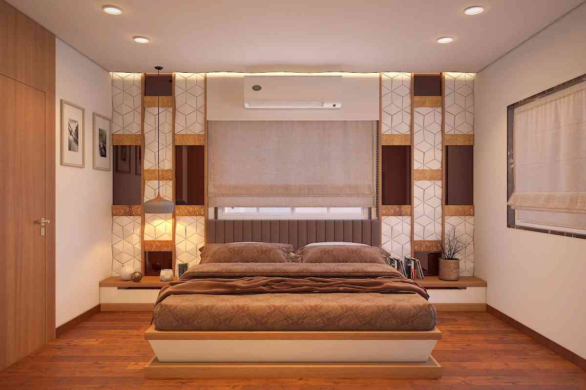 Master Bedroom Design With Modern Interiors And Unique Accent Wall