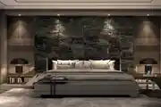 Modern Master Bedroom Design With Dark Theme Accent Wall