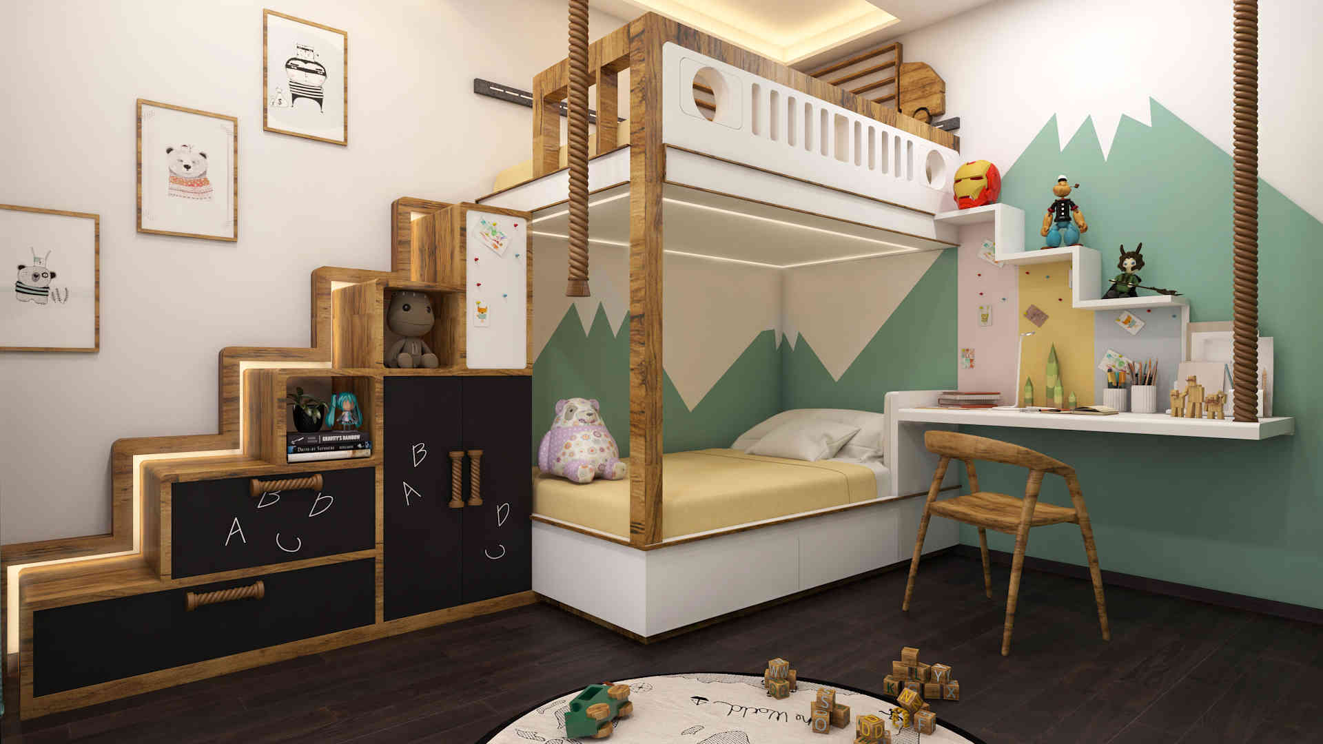3D Render Interior Scene Modern Children Room 
