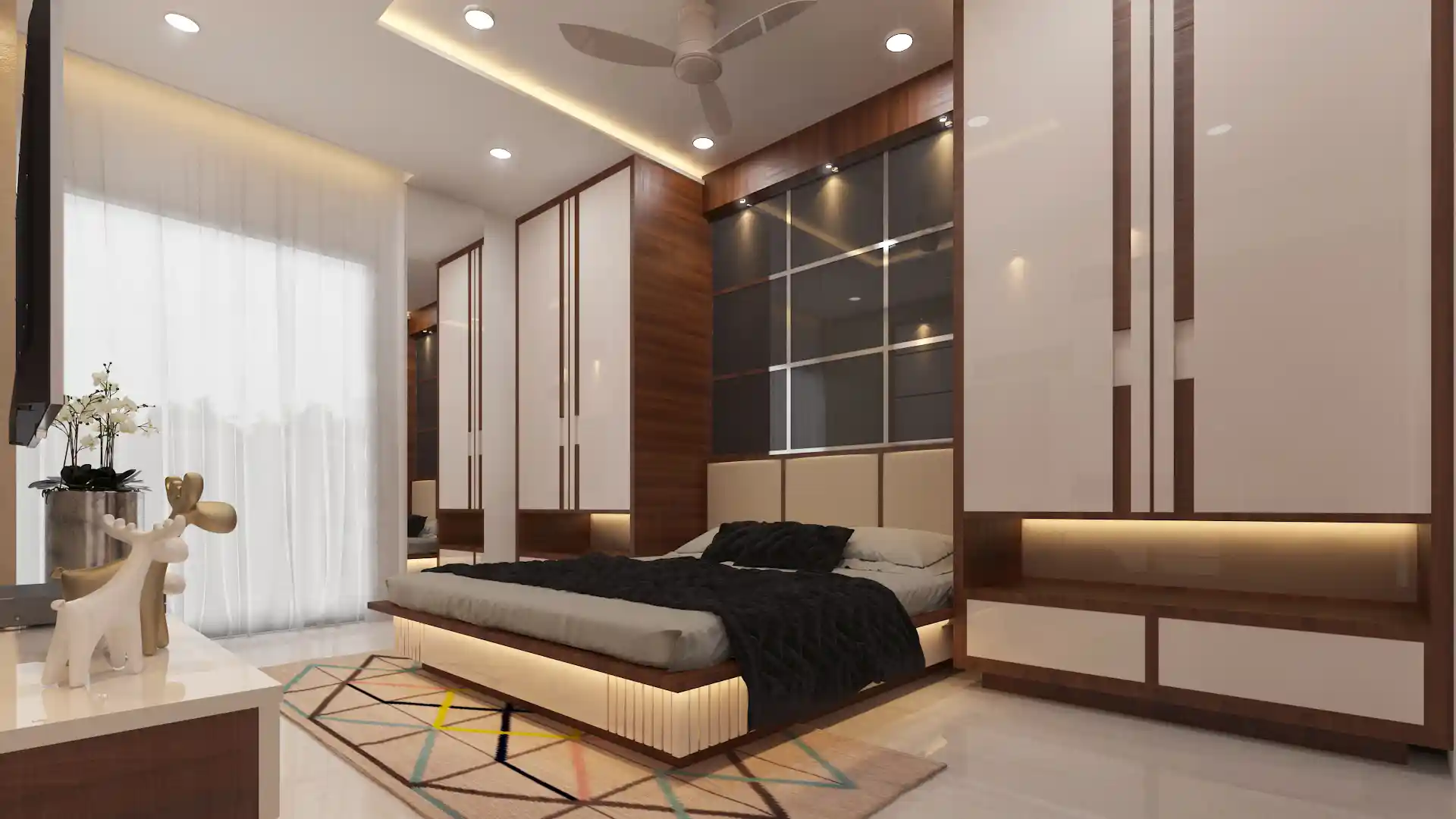 Modern Master Bedroom Design With Off-White Interiors by KN Design ...