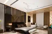 Textured Wall Modern Compact Master Bedroom Interior Design