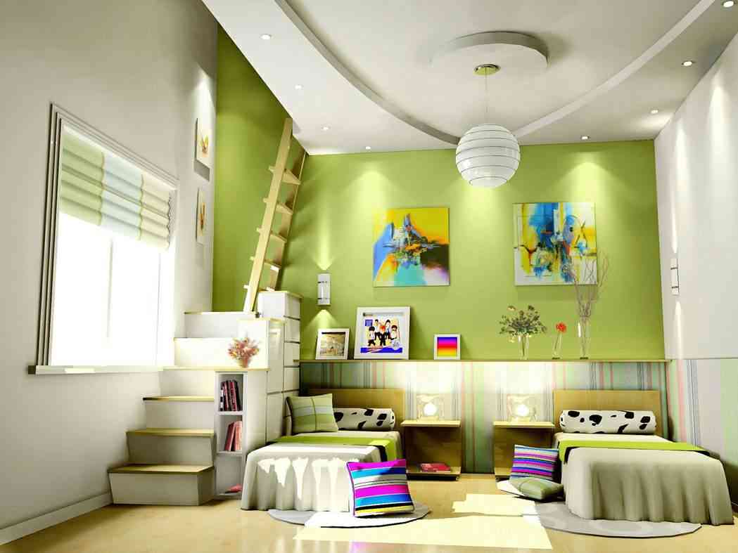Amazing Kids Room Design With Pop Ceiling Light