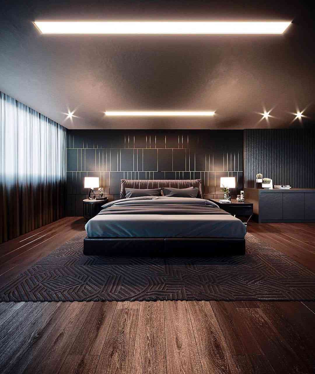 Modern Dark Bedroom With Star Ceiling Light