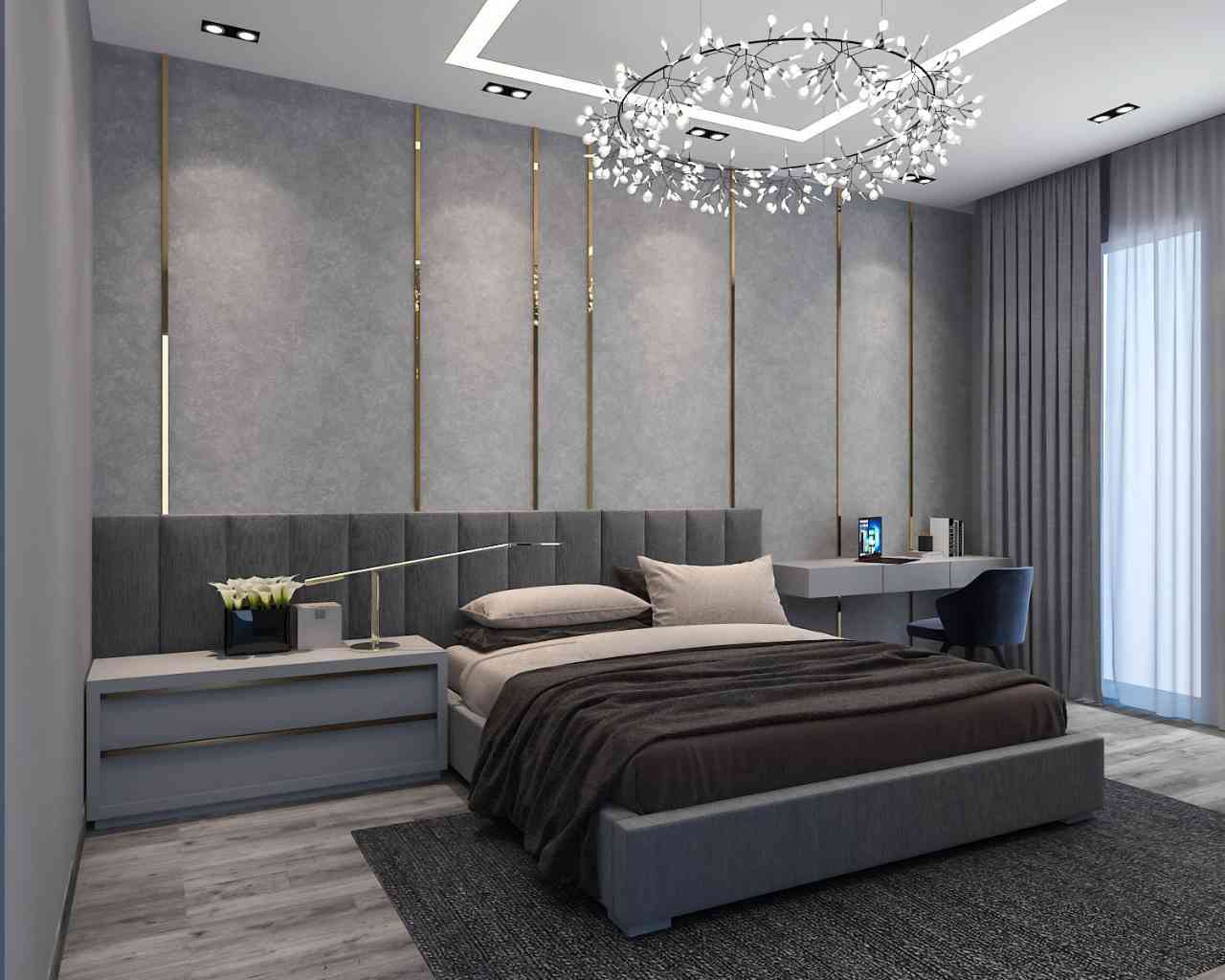 Contemporary Bedroom Design With Designer Chandler Lights