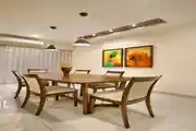 Contemporary Dining Room Design With Mustard Wooden Furniture