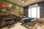 Green And Blue Themed Kids Bedroom Design With Modern Decor