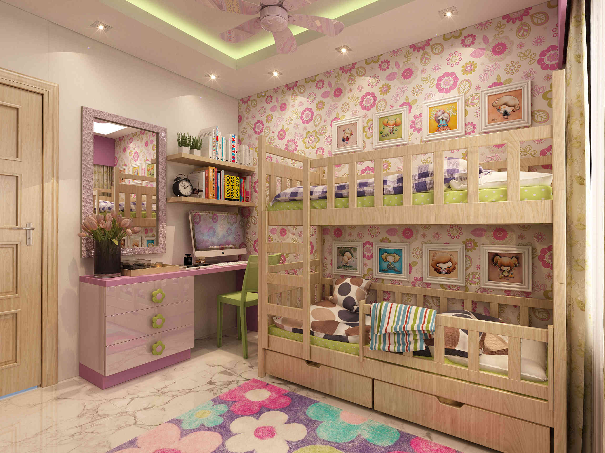 Simple and Cheerful Kids Bedroom Design