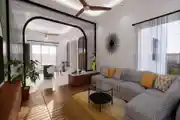 Contemporary And Classy Living Area Design With Fluted Glass Accents