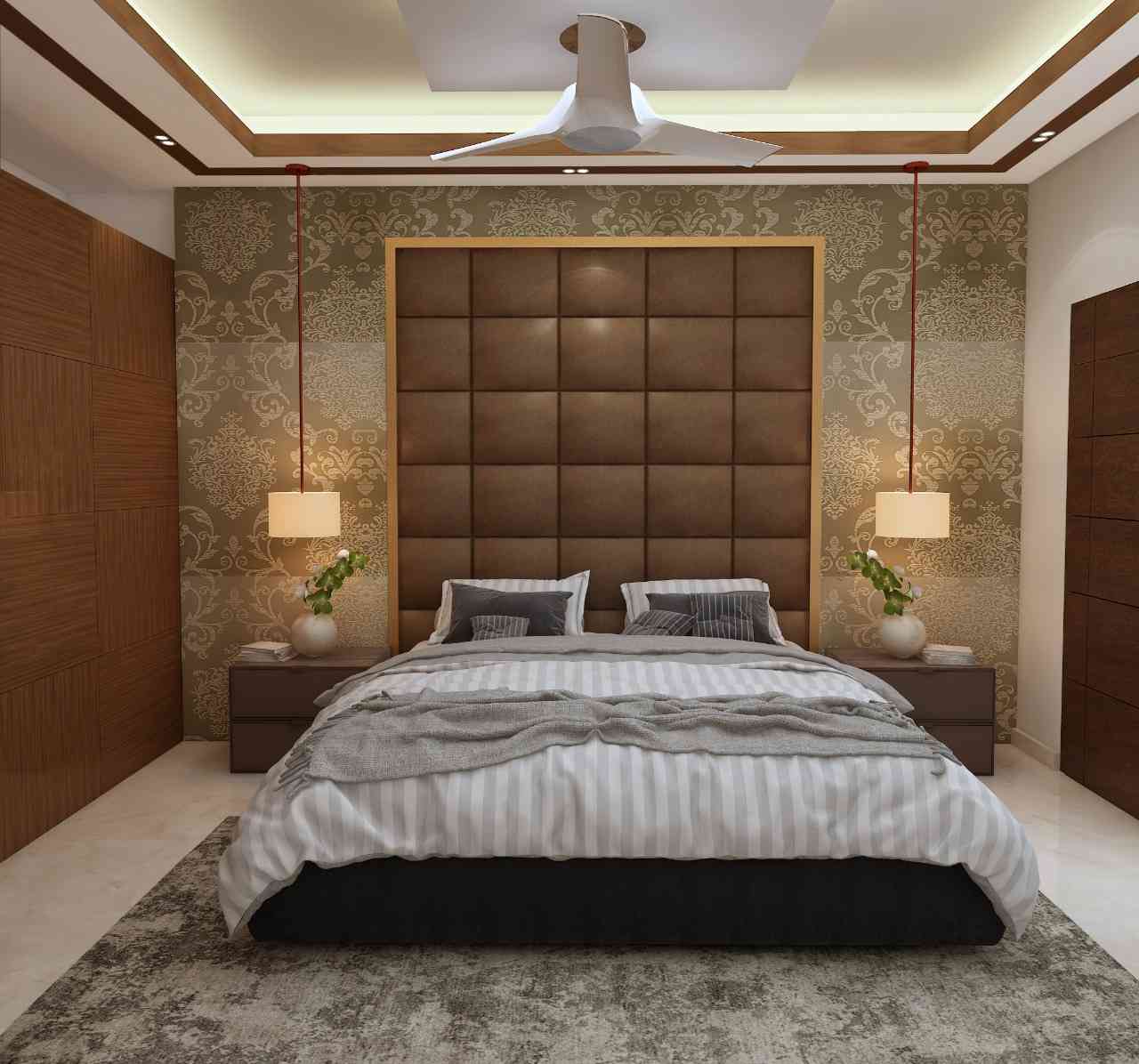 Farmhouse Bedroom Design With A Leather Upholstered Double Bed