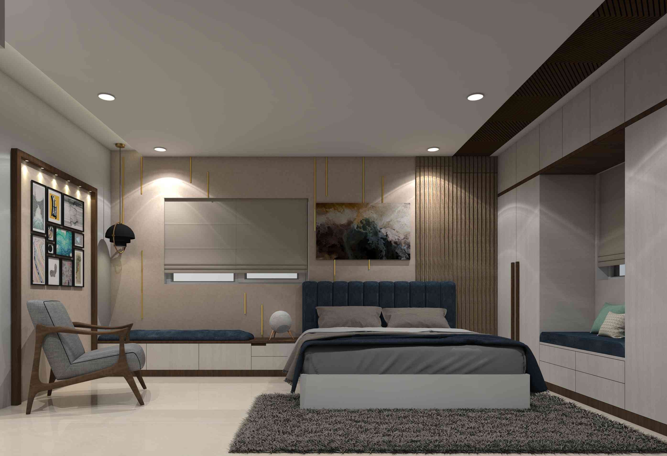 Modern Master Bedroom Design In Grey And White Tones