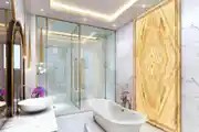 Luxurious Bathroom with Golden Finishes