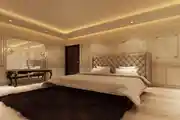 Mustard Yellow Contemporary Compact Master Bedroom Interior Design