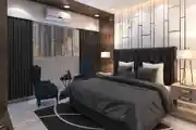 Sophisticated Black & Gold Bedroom Design