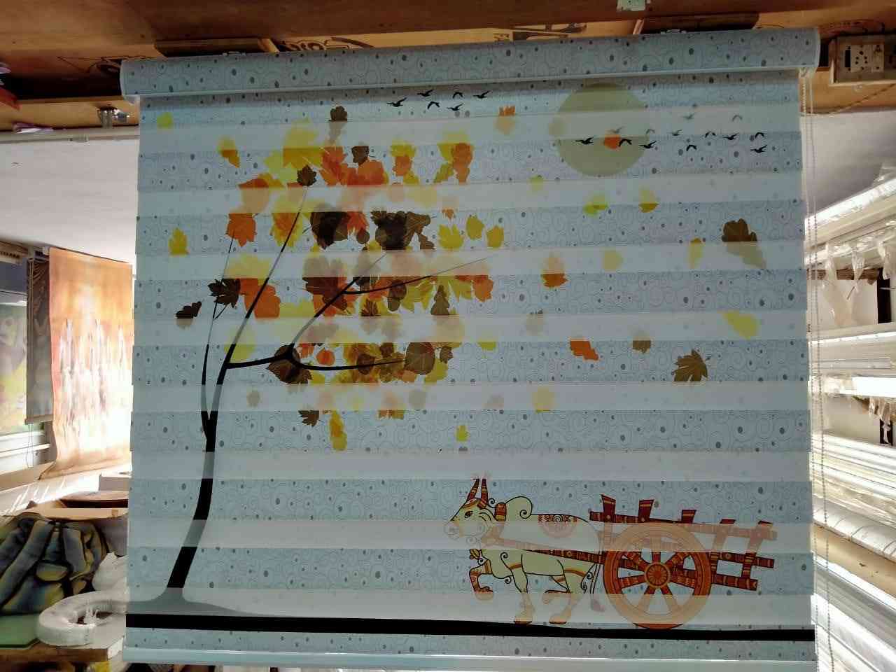 Beautiful Printed Window Blind With Artistic Autumn Tree