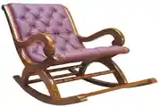Classic Wooden Rocking Chair with Plush Tufted Upholstery