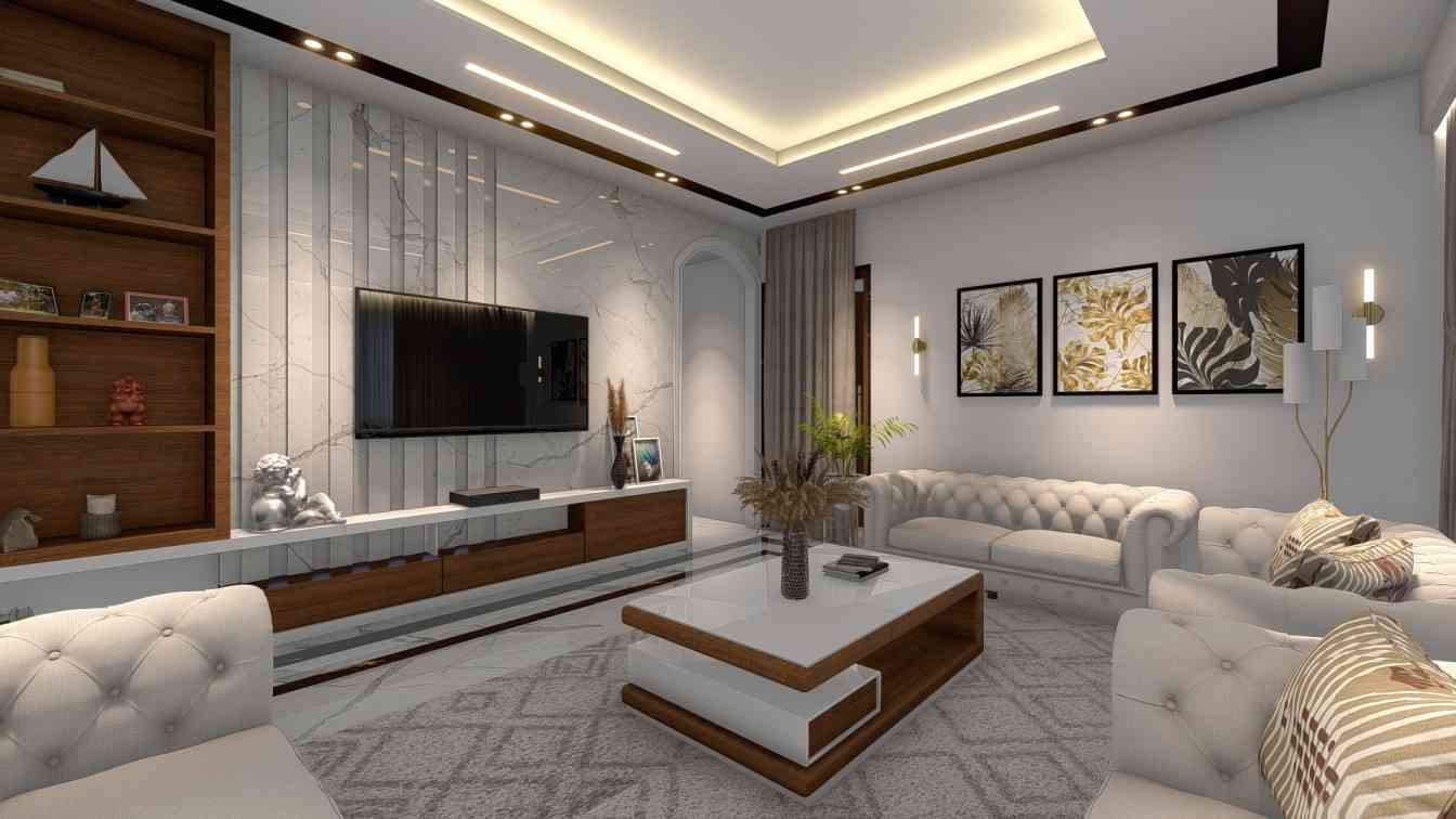 Elegant Living Room Design With Neutral Walls And Ample Natural Light