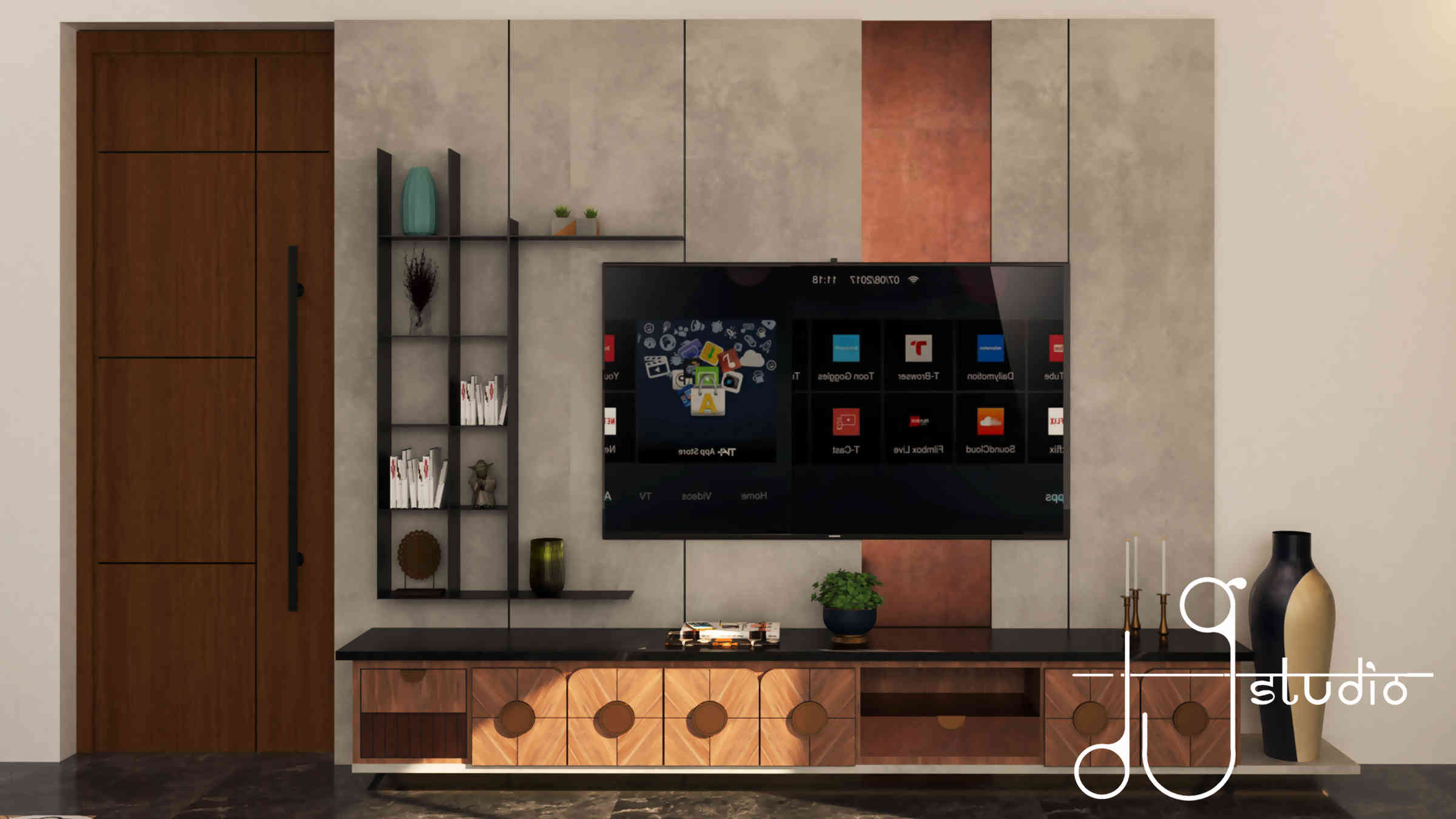 Modern Wooden TV Unit Design