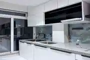 Sleek Modular Kitchen with Glossy White Cabinets