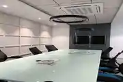 Sleek and Modern Conference Room with Elegant Lighting 