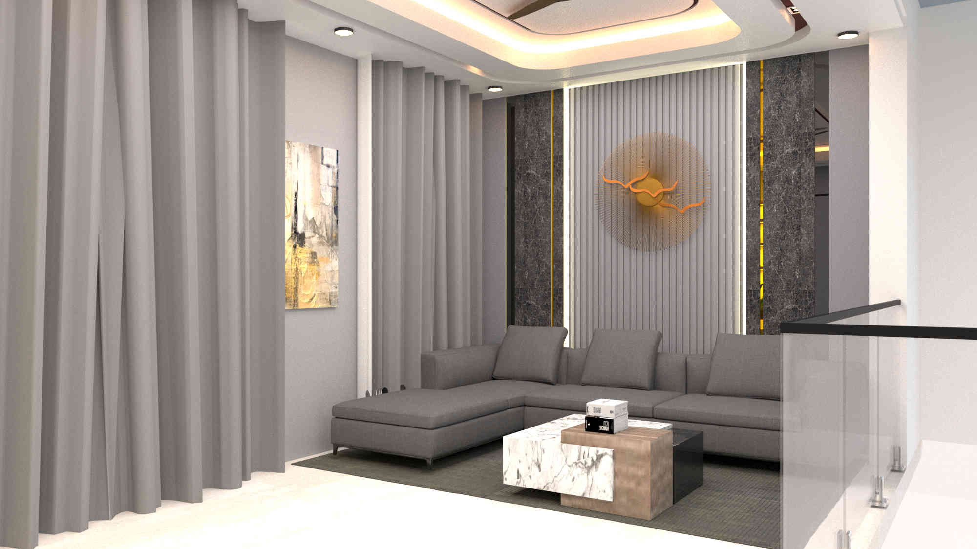 Modern Living Room with Minimalist Design and Contemporary Accents