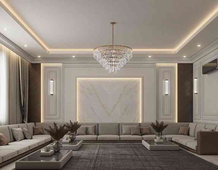 Contemporary Living Area Design With L-Shaped Sofa
