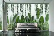 Master Bedroom Designs With Botanical Wallpaper