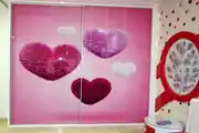 Heart Printed Glass Sliding Wardrobe