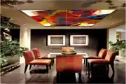 Modern Dining Hall Design With A False Ceiling Light