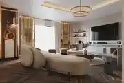 Contemporary Living Room Design With Beige Sofas
