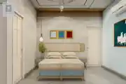 Contemporary Bedroom Design With Wooden Furniture And Wall Decor