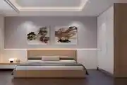 Modern Bedroom Design With Light Pink Wall