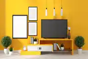 Yellow Shade Wall TV Unit Design