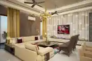 Modern Living Room Design With Hanging Light
