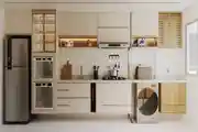 Modern Parallel Kitchen Design With Cotton And Acacia Cabinets
