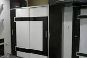 Dark Brown And White Shade Sliding Laminated Wardrobe