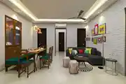 Colorful Living Room With Dining Setup