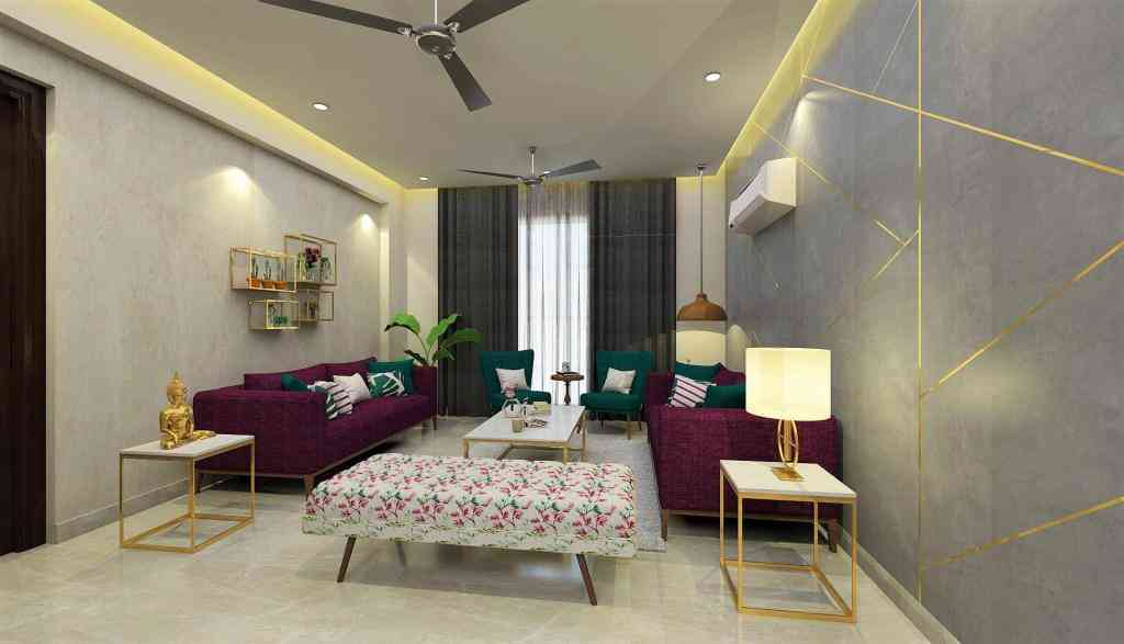 Modern Living Room Design With Colored Light