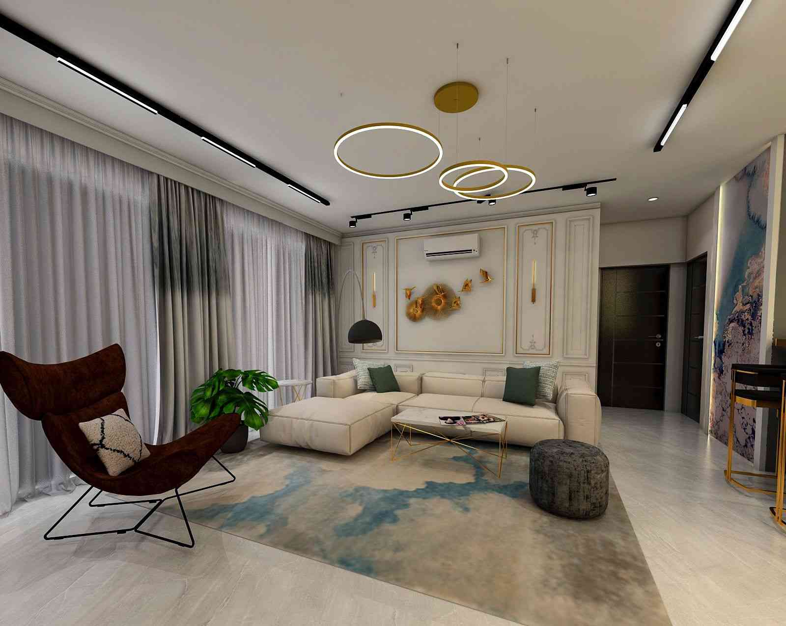 Modern Spacious Living Room Design With Simple Interiors