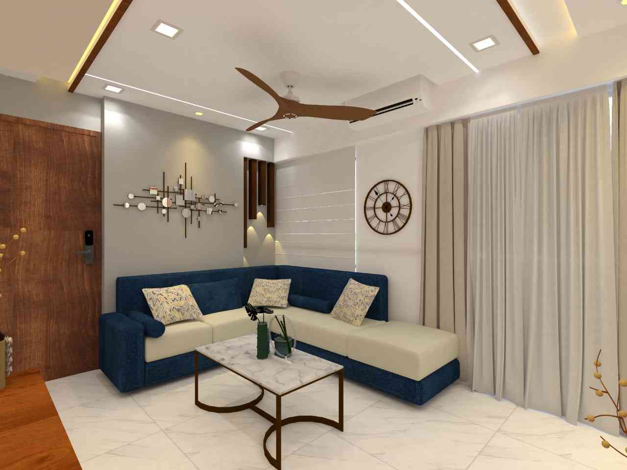 Modern Living Area Design With L-Shaped Sofa