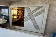Modern Sliding Wardrobe with Gold and Marble Accents