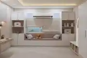 Contemporary Kids Room Design With Window Sitting Area