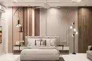 Modern and Sophisticated Bedroom with Warm Tones 